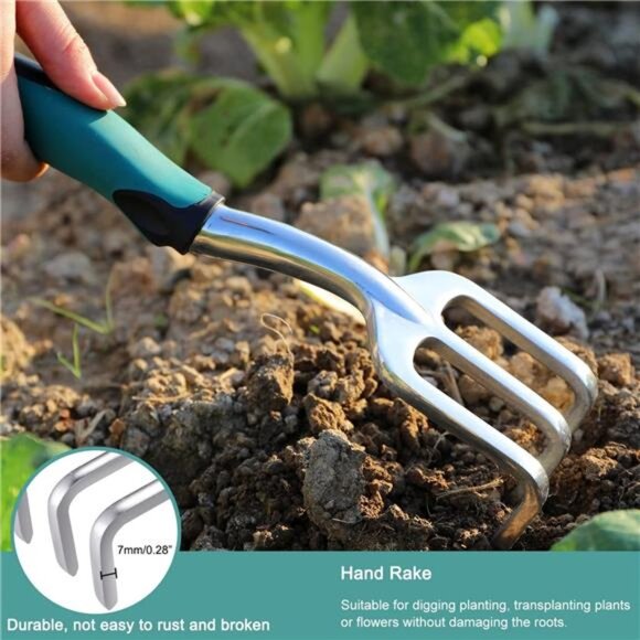 Garden Tools Set, 3 Piece Heavy Duty Gardening Tools Cast Aluminum with Handle - Picture 5 of 7